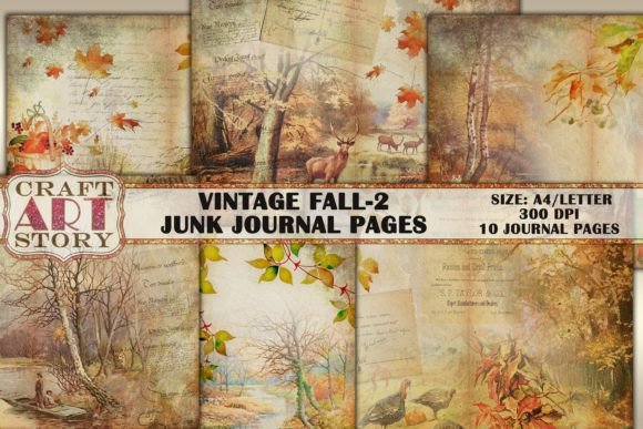 Download Vintage Fall Junk Journal Kit-2 - Journal kit Collection