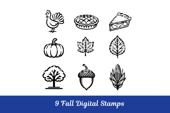 Download Fall Thanksgiving Digital Stamp PNG's - Premium Bundle