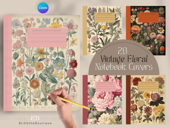 Download Vintage Floral Notebook Cover KDP PLR - Cover Collection