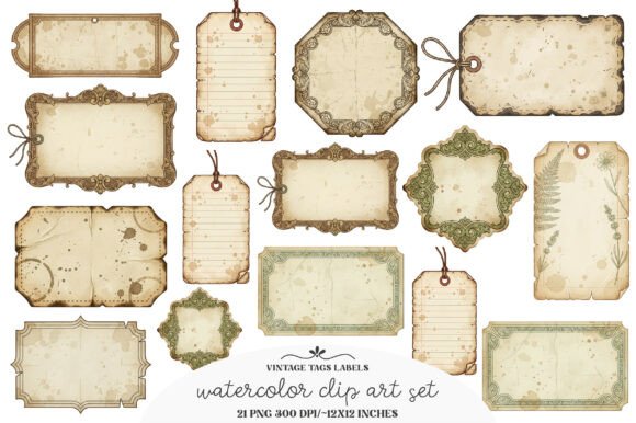 Download Vintage Tags Labels Junk Journal Kit - Journal kit Collection