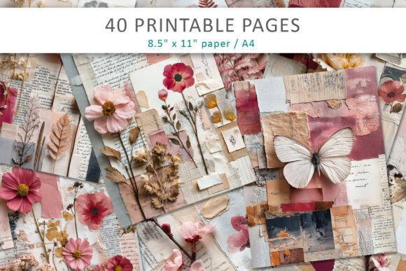 Download Vintage Botanical Collage Pages - Collage Collection