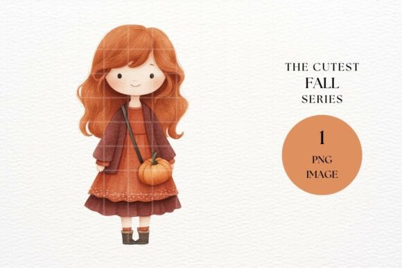 Download Cute Autumn Girl with Pumpkin Clipart - Premium Resources