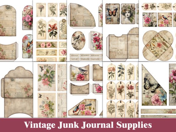 Download Vintage Junk Journal Kit Floral Ephemera - Journal kit Collection