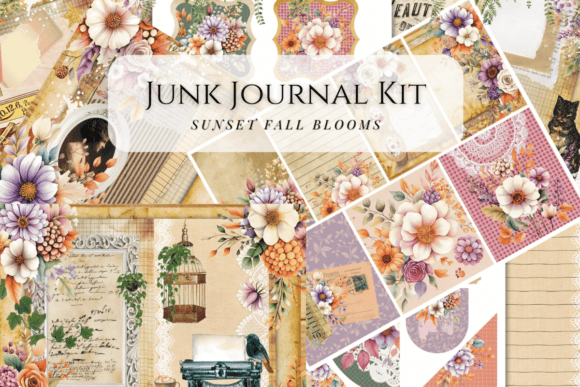 Download Sunset Fall Blooms Junk Journal Kit - Premium Resources