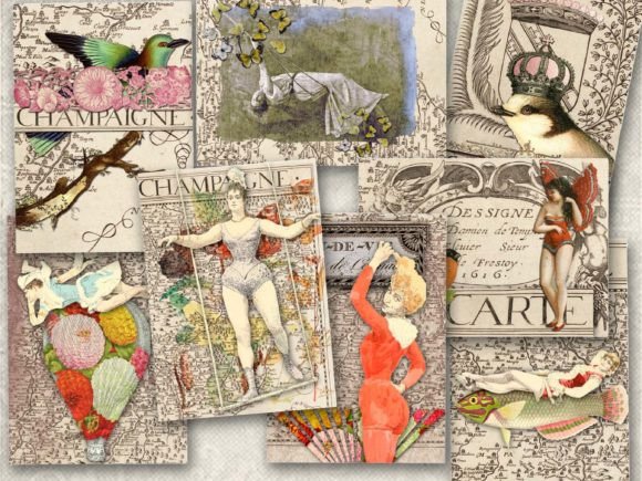 Download Vintage French Ephemera Collage Sheet - Collage Collection